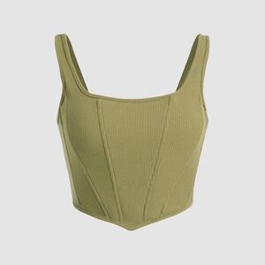 Cider Green Solid Corset Tank Top